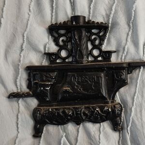 Vintage Black Crescent Iron Sample Of Stove Wall Mount Key Leash Holder